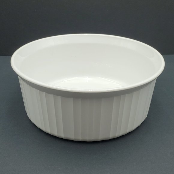 Corningware White Ribbed 2.5 Quart Casserole Baking Dish Corning Serving Bowl - Picture 2 of 5